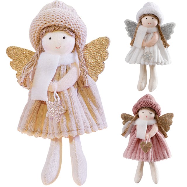 Colgantes con forma de ángel de 3 uds, colgante de muñeca de ángel de Navidad, adornos colgantes de muñeca de Navidad