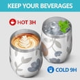 thumbnail image 4 of Floral 12oz Stainless Steel Insulated Wine Tumbler with Lid and Straw – Double Wall Vacuum Mug for Hot & Cold Drinks, 304 Steel Interior, Sweat-Free Design,Thanksgiving,Christmas, Spring,Flower, 4 of 5