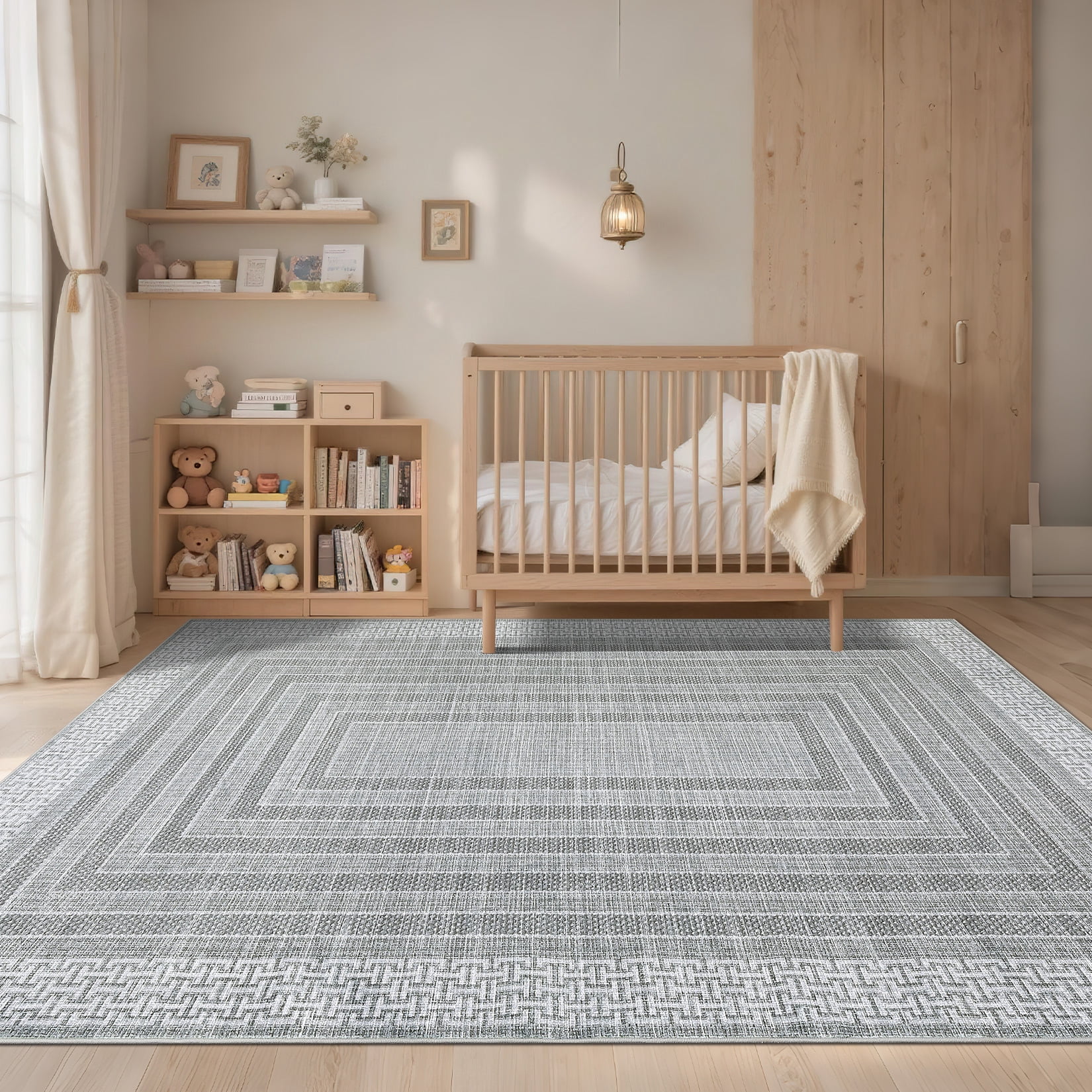 Nasitip Modern Geometric Stripe Gray 5'x7' Area Rugs for Living Room Soft Low Pile Non-Sliping, Machine Washable