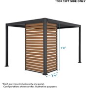 Mirador 111S Takasho Outdoor Pergola Aluminum Deco Wall Panorama 1/3 13' Side, Wood Grain (Not Pergola)