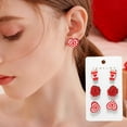 thumbnail image 1 of Juego de 6 pendientes de madera festivos del 14 de febrero, pendientes de rosa en forma de corazón personalizados, pendientes de regalo para mujer, juego de pendientes de madera., 1 of 6