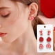 thumbnail image 1 of February 14 Festive Wooden Studs Earrings 6-Piece Set Personalized Heart-Shaped Rose Earring Set Gift Earrings For Women, 1 of 6