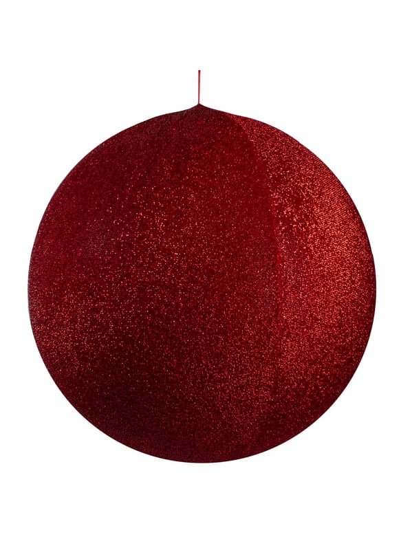 27.5" Red Tinsel Inflatable Christmas Ball Ornament Outdoor Decoration
