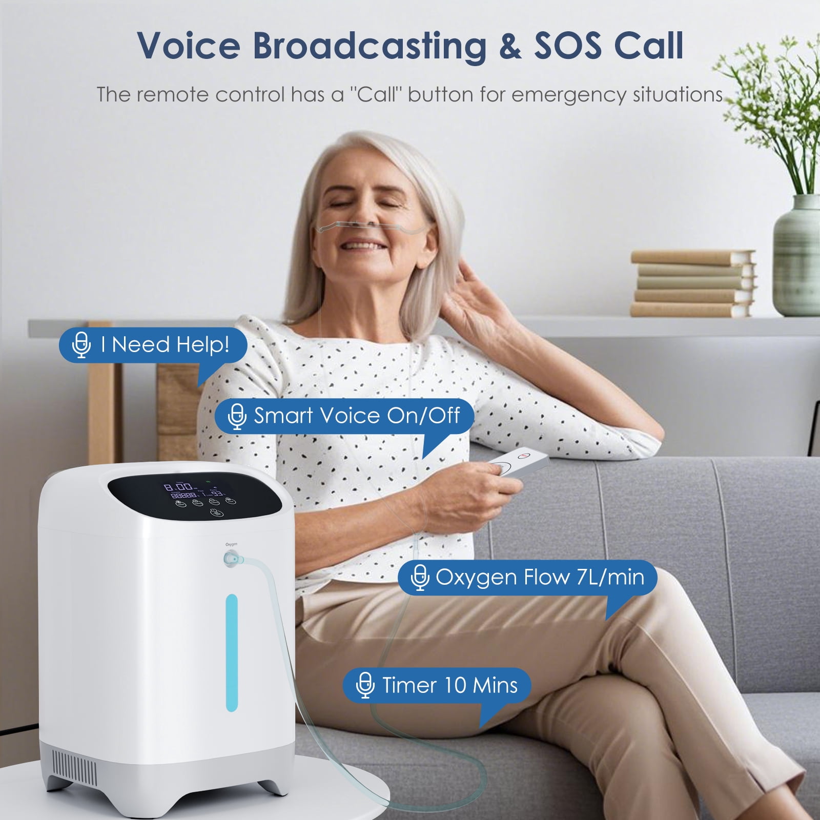 BIENDAY Continus-Home use 1-7L/Min &Bag Oxygen Machine Portable Tube&Oxygen Generator-th 2 in 1 equipment con full Accessor 93% concentration-1S