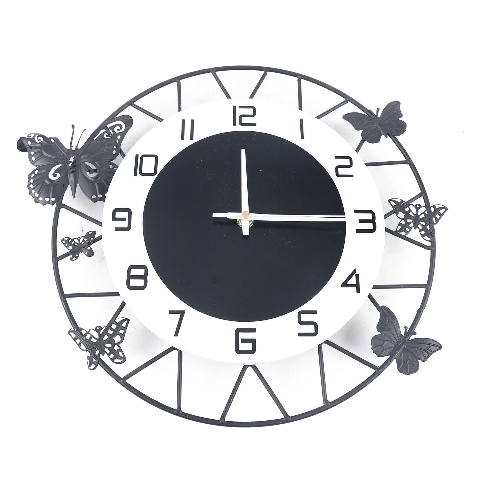 Miumaeov Iron Butterfly Wall Clock Silent Round Craft Home Decor 20"