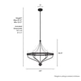 thumbnail image 6 of Hunter - Merlin 6-light Noble Bronze, Large Chandelier, Dimmable, Industrial Style, Empire Shaped, for Bedrooms, Dining, Living Rooms - 19796, 6 of 7