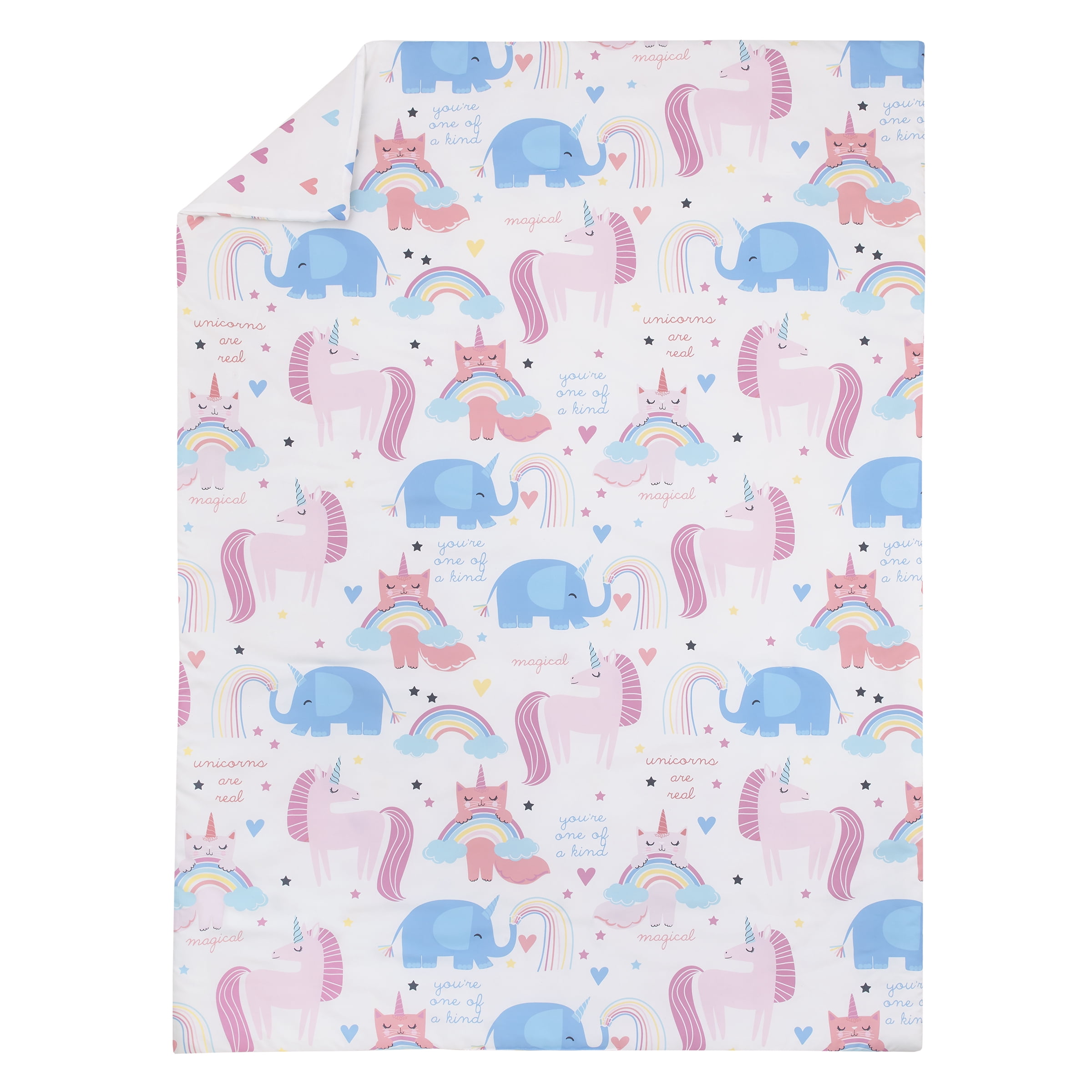 Parent's Choice Unicorn Party 3-Pc Toddler Bed Set, Pink, Comforter, Sheet, Pillowcase