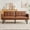 PU Brown, variant on Modern Accent Futon Sofa Bed, Compact Loveseat, Mid-Century Sleeper Sofa, Convertible Couch, Living Room Couches, 2-seat Sofa for Living Room, Bedroom, Apartment, Easy Assembly