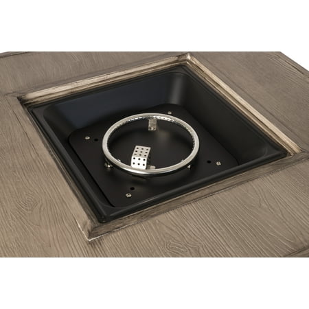 Fire Sense - Langhorne Square Aluminum LPG Fire Pit - Barnwood