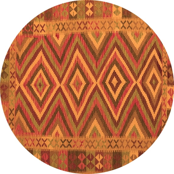 Ahgly Company Indoor Round Southwestern Orange Country Area Rugs, 6' Round