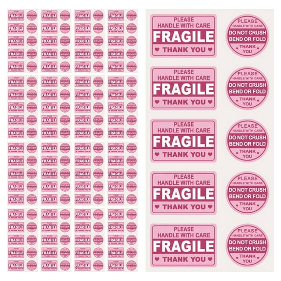 HOMEMAXS  50 Sheets Caution Stickers Large Labels for Storage Bins Clear Packing Tape Pink
