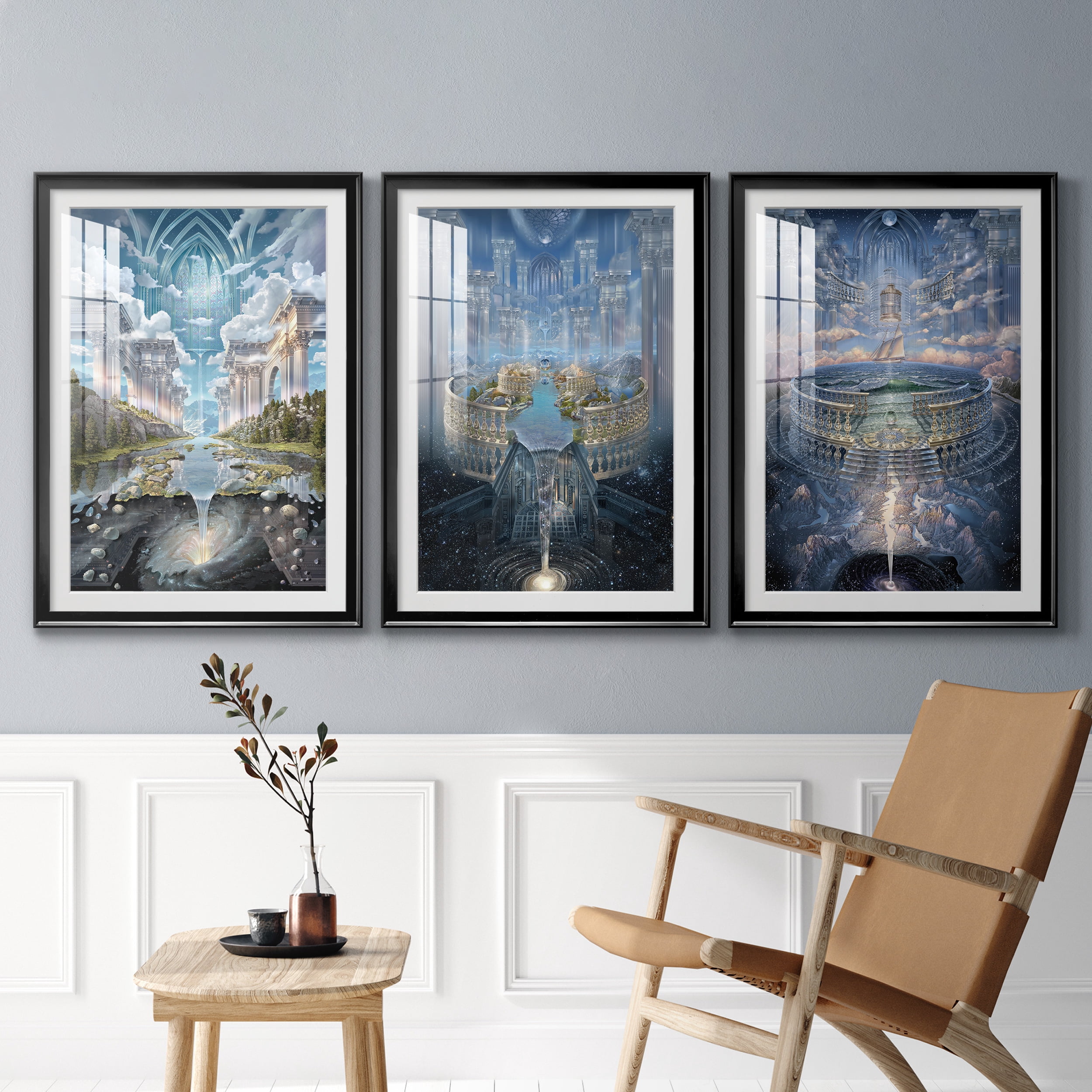 Genesis II Premium Framed Prints Set of 3 - Ready to Hang - 26.5 x 36.5 Each - Black Frame