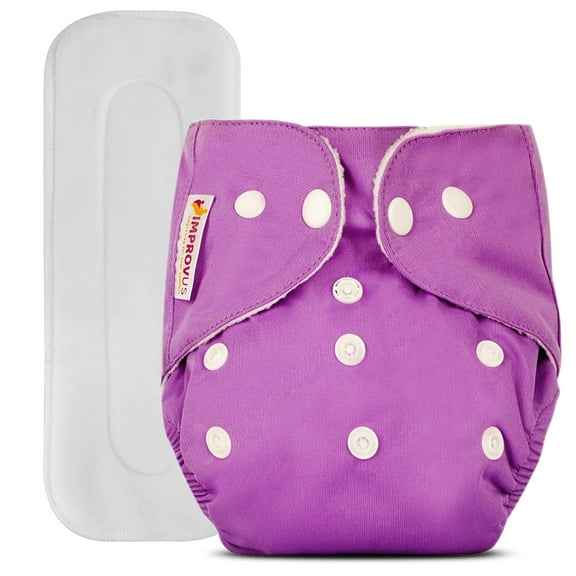 IMPROVUS Free Size Washable & Reusable Cloth Diaper With 1 Dry Feel Absorbent Soaker Pad (3Months- 3Years) (Purple)