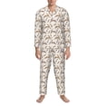 thumbnail image 3 of Salouo Retro Rabbit Print Button-Front Long Sleeve Pajama Set for Men, Soft 2Pjs Men's Long Sleeve Sleepwear-Medium, 3 of 7