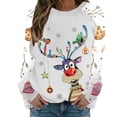 thumbnail image 2 of Pntutb Camisas para mujer Blusa regular estampada con cuello redondo y manga larga con estampado navideño Pntutb Pntutb-1069, 2 of 5