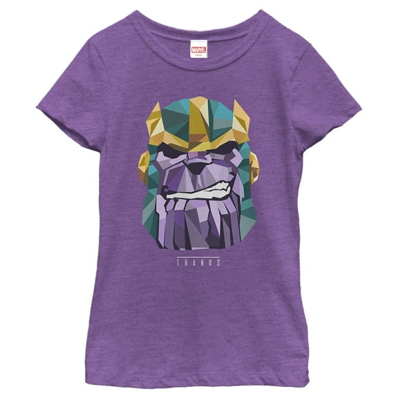 Girl's Marvel Geometric Thanos  Graphic Tee Purple Berry Small
