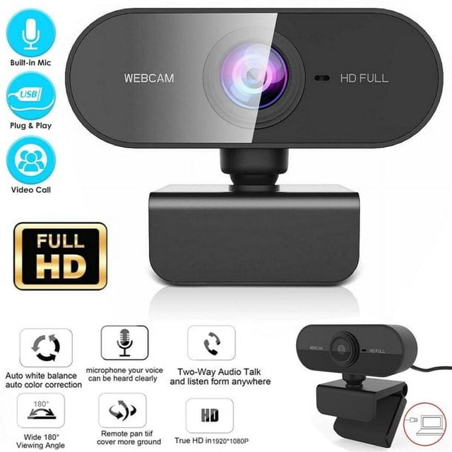DEBGFS 1080P Webcam with Microphone & Privacy Cover, Full HD Web Camera for Computers PC Laptop Desktop, USB Plug and Play, Conference Study Video Calling