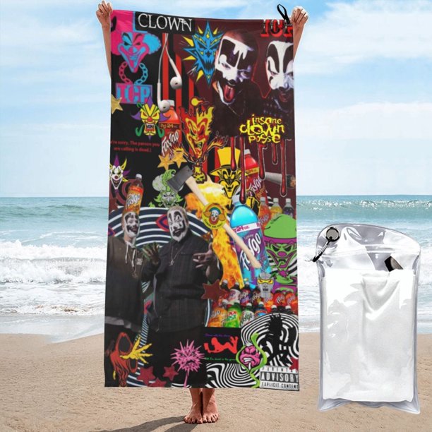 Toalla de playa Insane Clown Poss, suave, de secado rápido, resistente a la arena, para piscina, yoga, gimnasio, camping, toallas de baño ligeras, regalo para niños, niñas, niños y adultos, 27,5 x 55