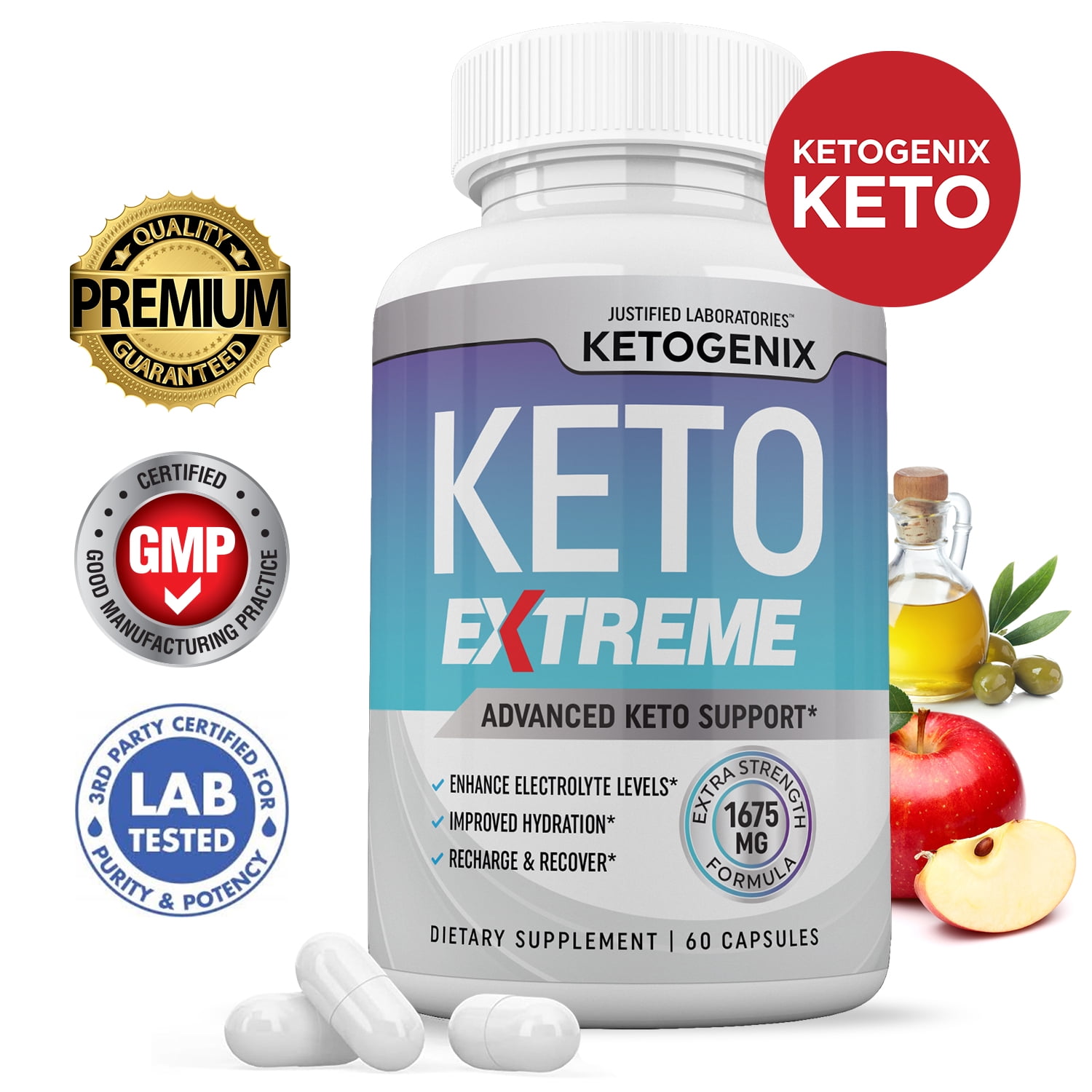 Ketogenix Keto ACV Extreme Pills 1675mg Alternative to Gummies Dietary Supplement 60 Capsules