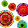 Tytroy Bright Color Hanging Paper Fan Fiesta Party Decoration 8" 12" 16" (Set of 6)