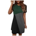 thumbnail image 2 of Jusqu'à 65 % de Réduction! Robes d'Été Mode pour Femmes 2024 Grande Taille Loisirs Dentelle Manches Courtes Col Rond Couleurs Contrastées Robes, 2 of 6