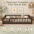 thumbnail image 2 of PAPROOS Full Floor Bed Frame, Wood Floor Platform Bed with Fence and Door, No Box Spring Needed, Modern Full Size Montessori Floor Bed for Little Girls Boys, Playhouse Bed Frame, Natural, 2 of 7