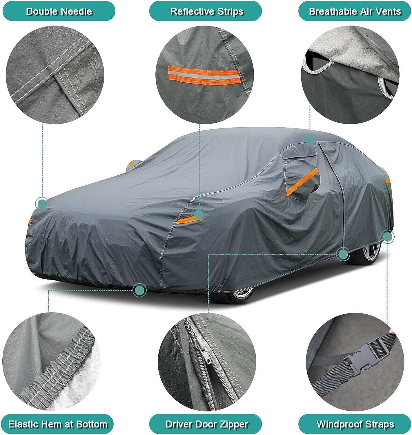GUNHYI 16 Layers Hatchback Car Cover All Weather Waterproof GUNHYI 16 Layers Hatchback Car Cover All Weather Waterproof