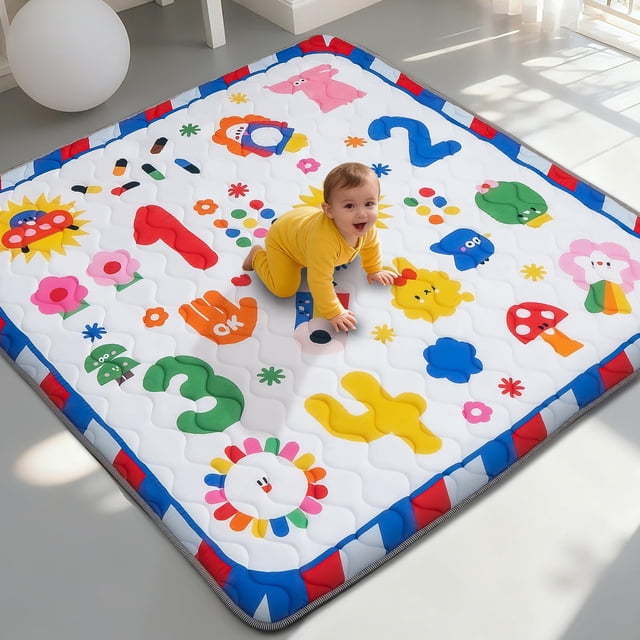 Alfombra de Juego para Bebé RONGFA 180x150 cm Espuma Gruesa Antideslizante