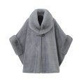 thumbnail image 2 of Fewfanhot Women Faux Fur Trim Cardigan Cloak Tweed Poncho Cape, Thick Warm Lined Wrap Coat for Fall Winter, 2 of 9