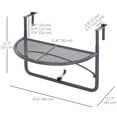 thumbnail image 3 of Outsunny Adjustable Balcony Hanging Railing Table, Metal Mounting Mini Wall Desk Storage Rack, Outdoor Flower Stand Serving Table Half Round, Grey, 3 of 10
