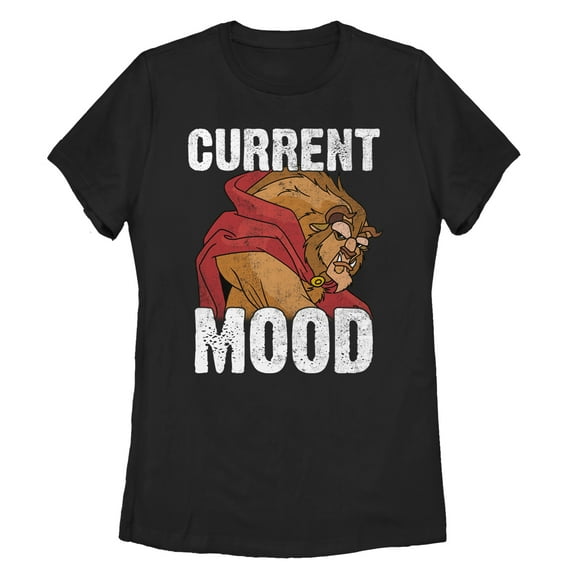 Women's Beauty and the Beast Current Mood  Graphic Tee Black Medium