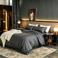 thumbnail image 4 of SORMAG Duvet Cover Set Soft Washed Microfiber Duvet Cover 3 Pieces Queen Dark Grey, 4 of 8