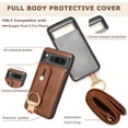 thumbnail image 2 of Compatible Brown Google Pixel 8 Pro Case with Strap,Full Protective PU Leather Cover with Necklace Lanyard Protective Ring Case for Google Pixel 8 Pro Case Kickstand,Phone Case Pixel 8 Pro Cover, 2 of 7