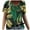Green, variant on Womens Tops Plus Size Print Short Sleeve V-Neck T-Shirt Orange XL