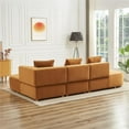 thumbnail image 5 of Ulysses Mid-Century L-Shaped Cognac Brown Velvet Right-Facing Sectional Sofa, 5 of 6