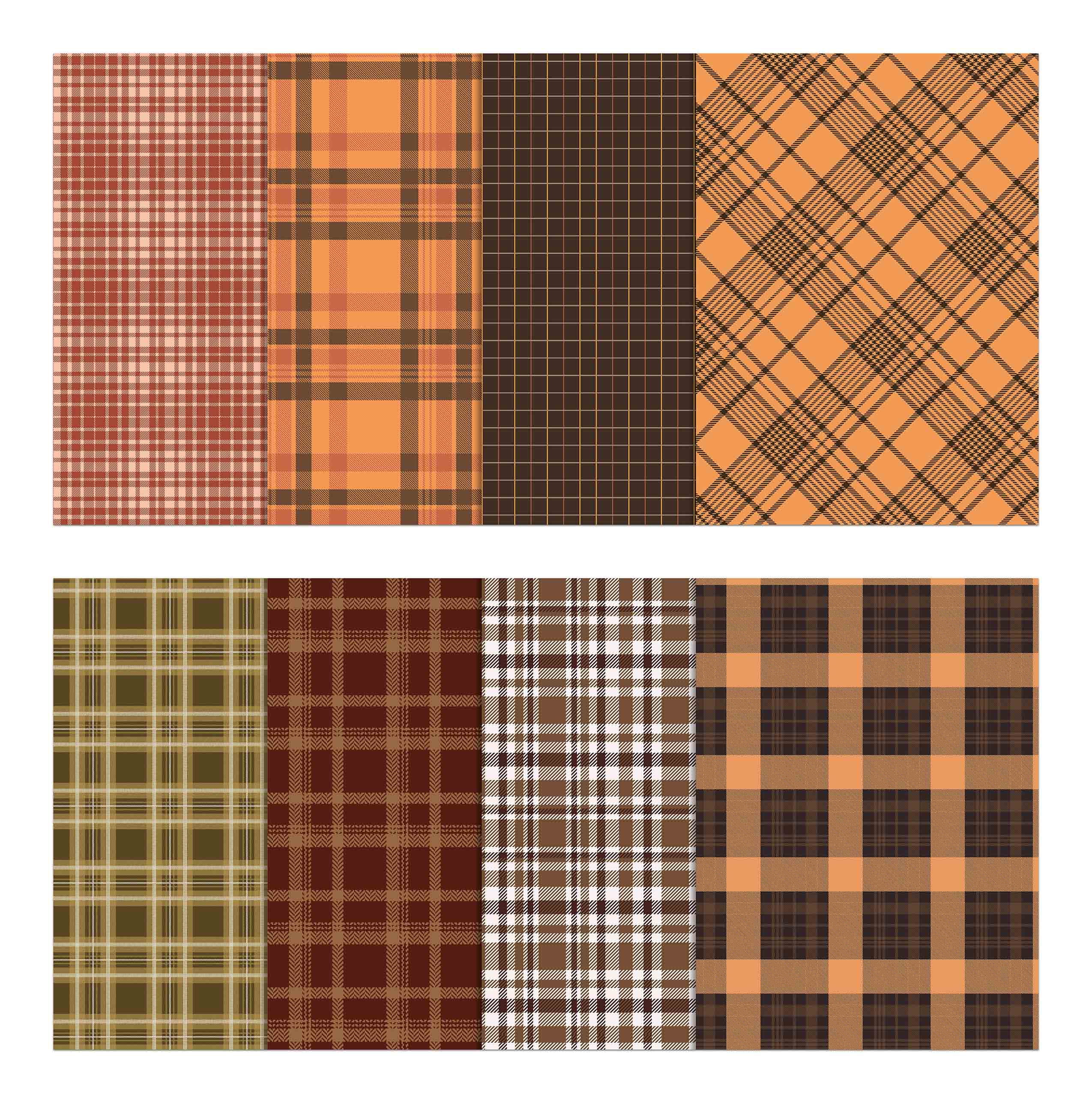 Soimoi 8 Pc Fat Quarter Bundle,Check & TartanPrint 18"x 22"DIY Patchwork-100% CottonPre-Cut Quilting Fabric Orange, Black, Browns