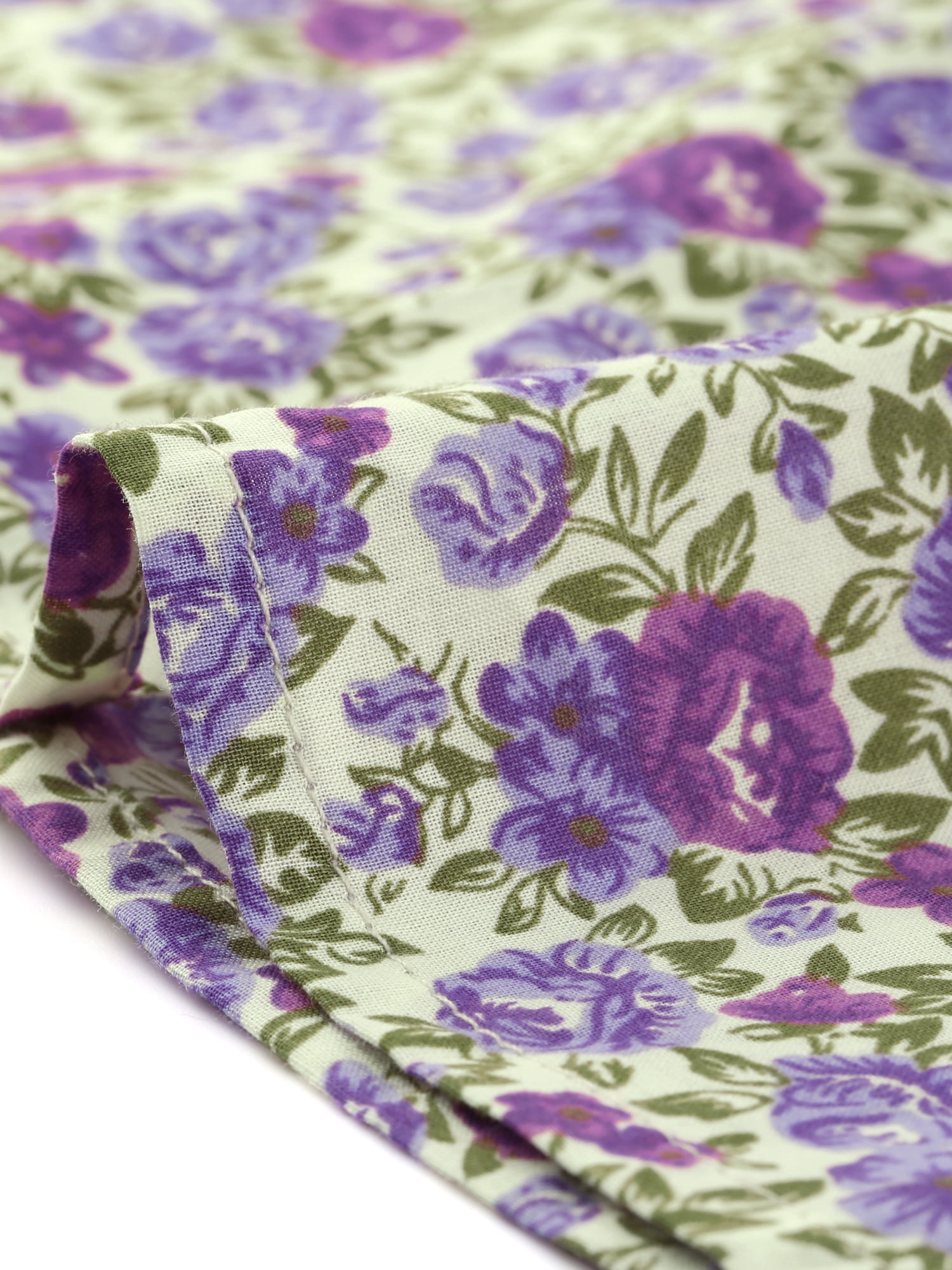 DARING DIVA Women's Turndown Collar Button Down Floral Blouse M Purple