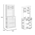 thumbnail image 5 of DEPOT E-SHOP Pantry Cabinet 67" H, 2 Doors, 1 Drawer, 2 Open Storage Shelves, 2 Internal Shelves, 3 Open Side Storage Shelves, White, 5 of 6