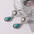 thumbnail image 4 of Eosunjian 1 Pair Women Hanging Earrings Retro Anti-allergy Bohemian Style Flower Stone Shape Electroplated Faux Turquoise Ear Jewelry Prom Party Long Hook Earrings Blue, 4 of 12