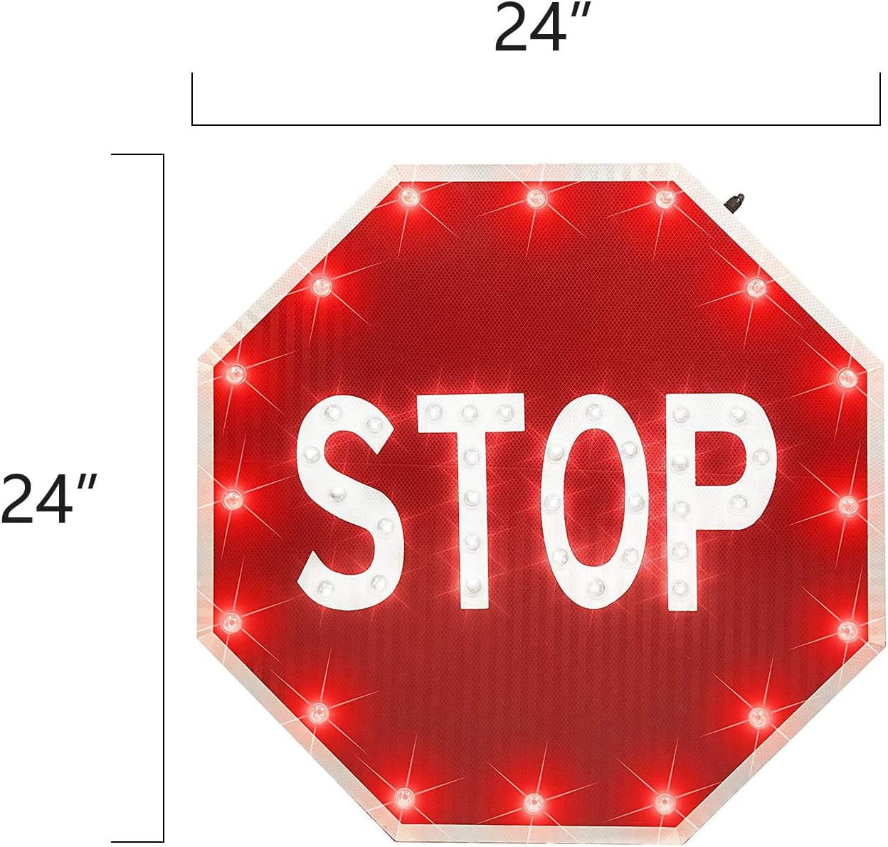 ALLEXCENT 24'' STOP Sign, Solar Powered LED Blinking Traffic