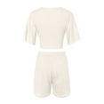 thumbnail image 4 of vigerkar Women's 2 Piece Summer Outfits Twist Front Short Flutter Sleeve Crop Top and Shorts Set White, L, 4 of 5