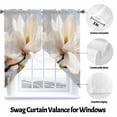 thumbnail image 3 of White Floral Swag Curtain Valance for Windows, Magnolia Flowers Window Treatments Short Swag Topper for Kitchen Windows Bathroom Bedroom, 36"x45", 3 of 8