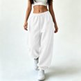 thumbnail image 4 of Karymi Solid Casual Sweatpants Women, Balloon Long Pants, Drawstring Elastic Waist Relaxed Fit Elastic Cuffs with Side Pockets, 4 of 7