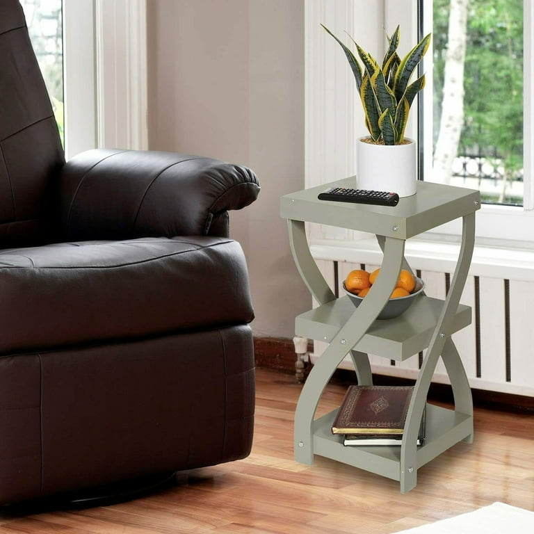 Gray Twist Side End Table Modern Accent Table Nightstand Side