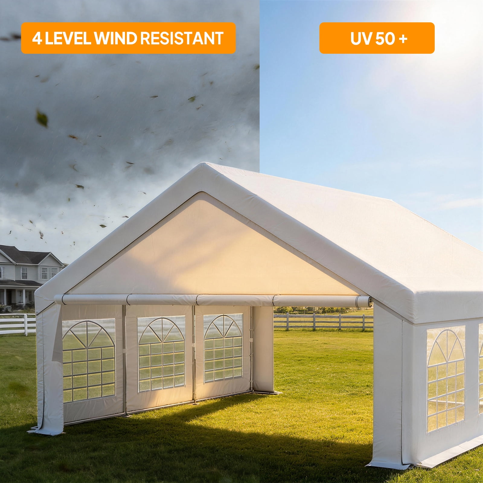 Ktaxon 20x20FT Large Party Tent, Heavy Duty Outdoor  Big Canopy Tent with 4 Removable Sidewalls, Patio Assembled Canopy Tent with 2 Roll up Doors & 6 Windows for Parties Wedding Commercial