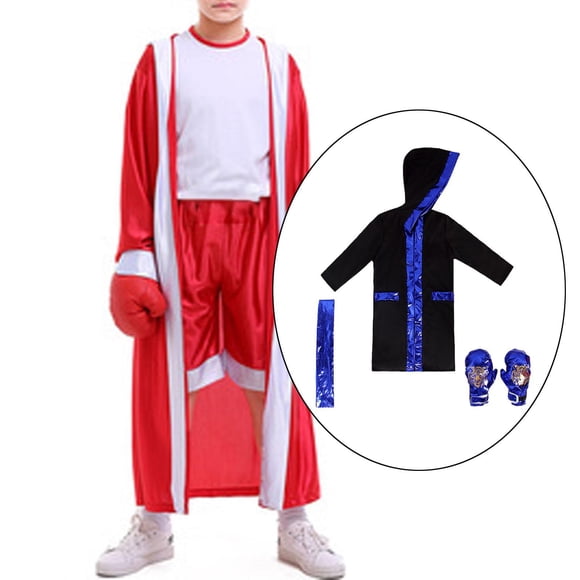 Disfraz de cosplay de boxeo para niños multifuncionalmente transpirable convenientemente cómodo, capucha con capucha Black Blue XL
