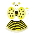 thumbnail image 4 of Adorable Kids Costume Four Piece Outfit for Girls Dress Up Play Bee Print Short Sleeve Crew Neck Regular Yellow 8 Years-14 Years, 4 of 4