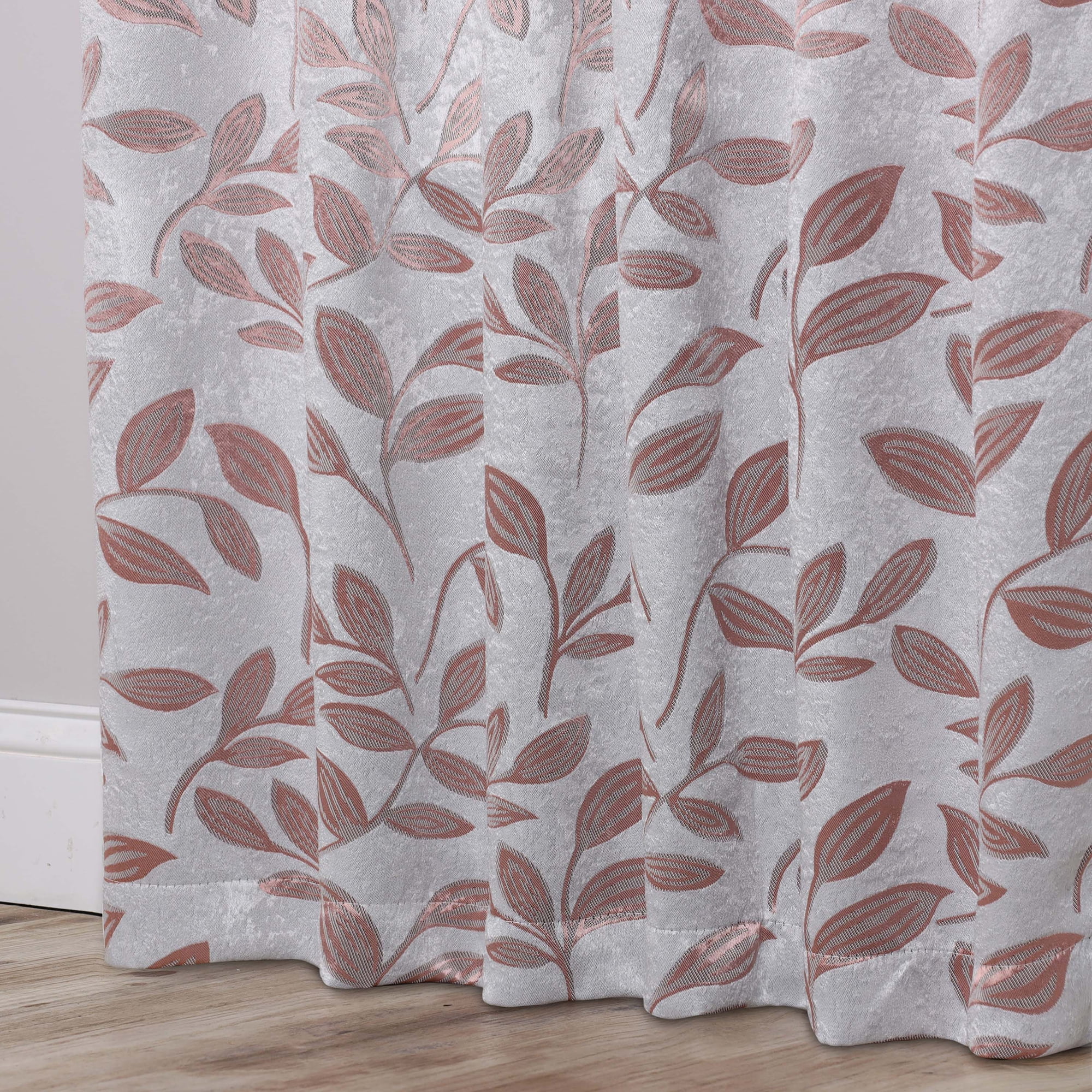 Superior Blackout Leaves Back Tab Curtains Set of 2, Light Filtering Curtain Panel Set, Champagne, 52"W x 108"L