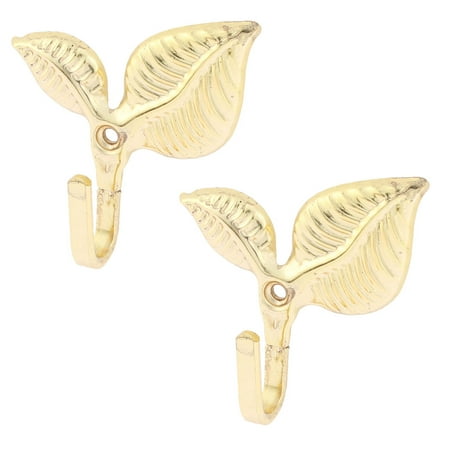 Wood Tie Hanger - Unique Bargains 2Pcs Double Leaf Pattern Drapery Curtain Hook Holder Hanger Tieback Gold Tone