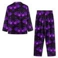 thumbnail image 6 of Garronmavis Purple Bat Women's Long Sleeve Button Down Pajama Set 2-Piece Halloween Soft Comfy Sleepwear with Pockets Comfortable Lounge Set Nightshirt & Pants, 6 of 7